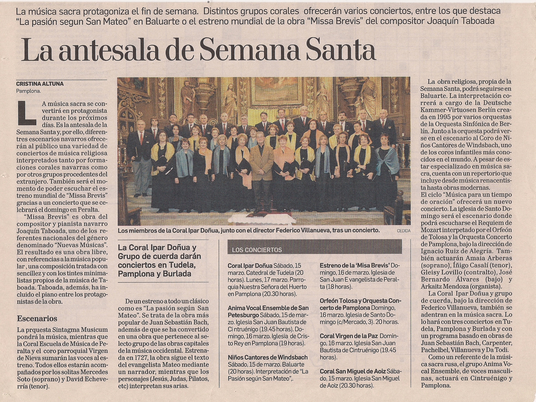 Marzo, 2008. Recorte de prensa (Diario de Navarra)