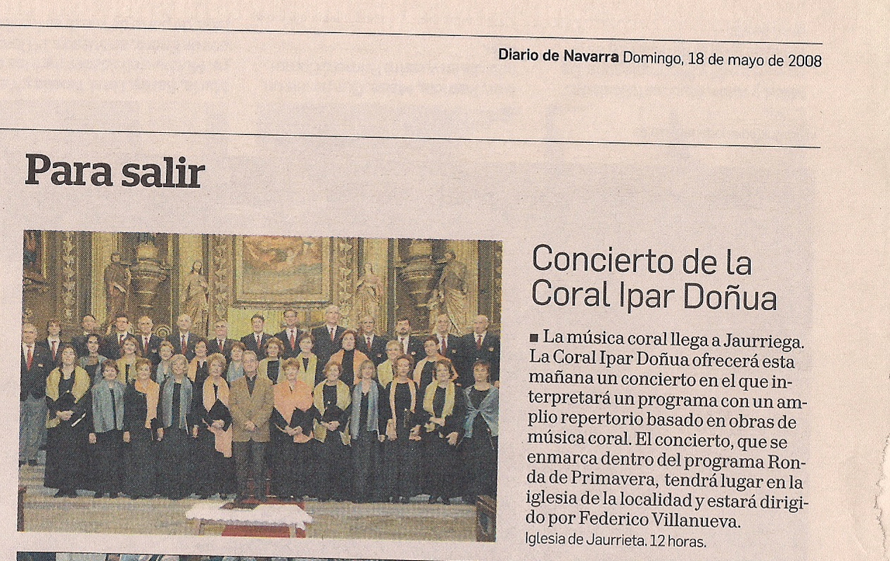 Mayo, 2008. Recorte de prensa (Diario de Navarra)