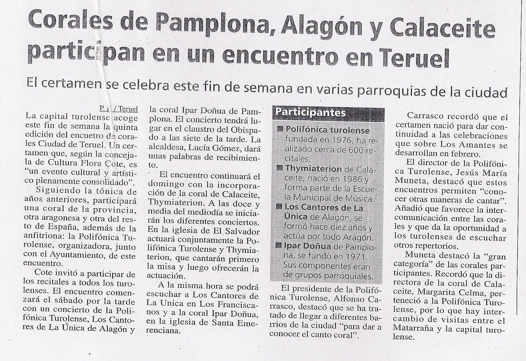 Año 2004. Recorte de prensa (Diario de Teruel)