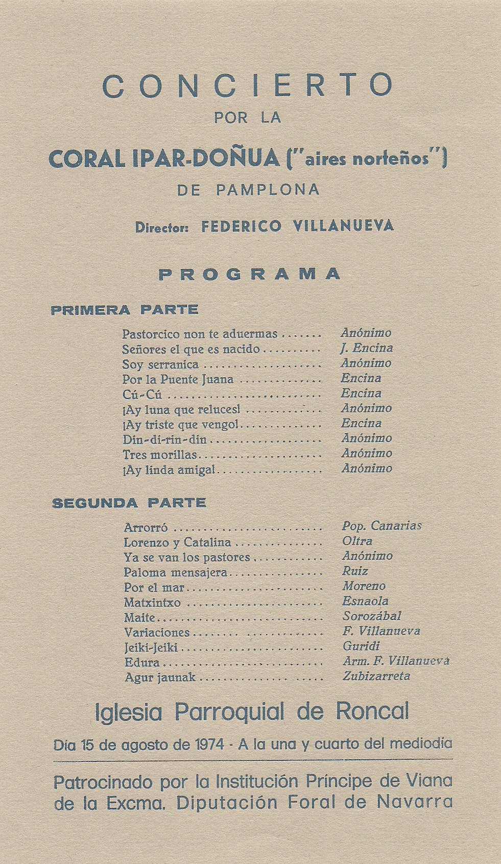 Año 1974. Roncal. Programa