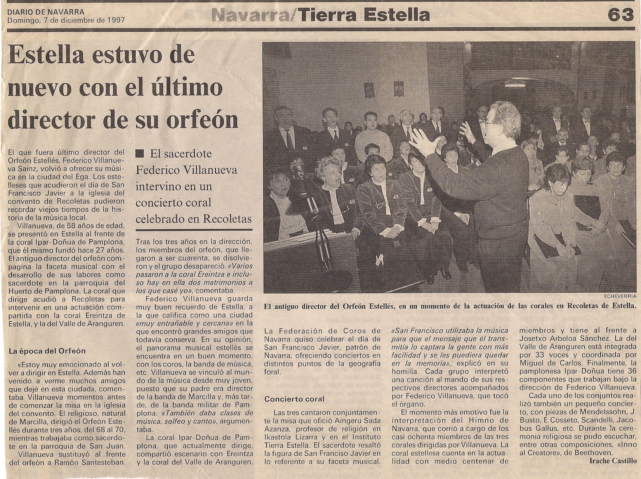 Año 1997. Recorte de prensa (Diario de Navarra)